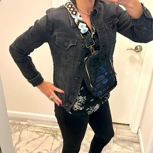 Vegan Leather Sling Bag Black Leopard